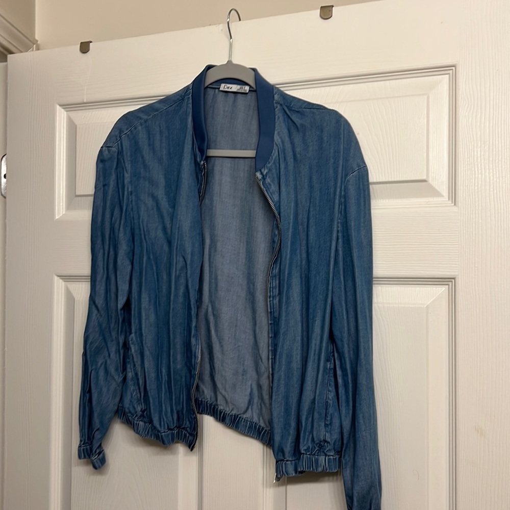 Dex womens linen denim jacket